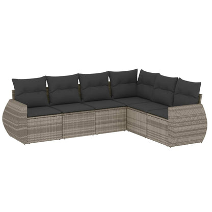 Set Divano da Giardino 6pz con Cuscini Grigio Chiaro Polyrattan - homemem39