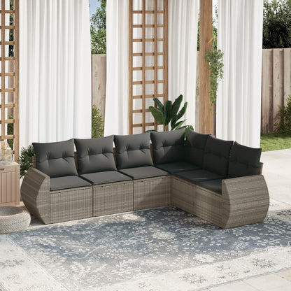 Set Divano da Giardino 6pz con Cuscini Grigio Chiaro Polyrattan - homemem39