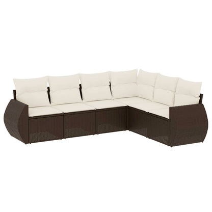 Set Divano da Giardino 6 pz con Cuscini Marrone in Polyrattan - homemem39