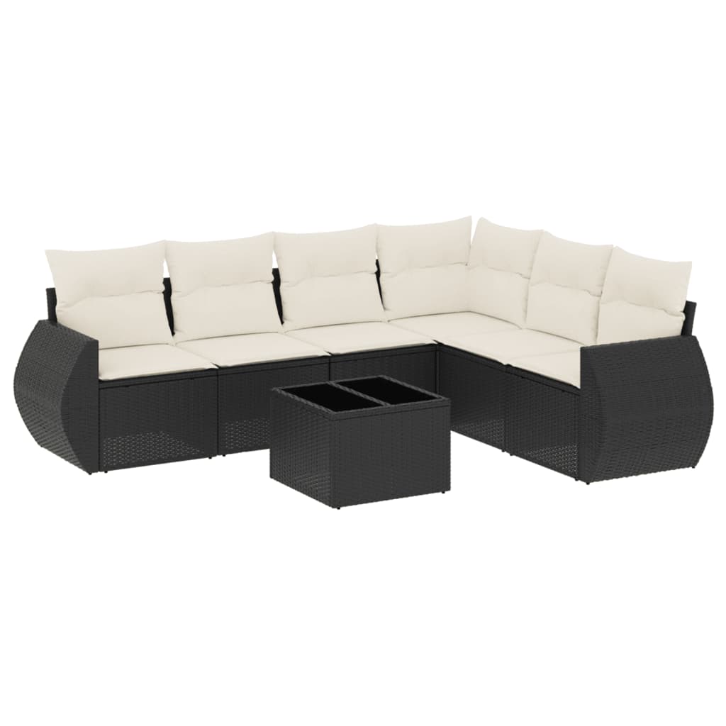 Set Divani da Giardino con Cuscini 7pz Nero Polyrattan - homemem39