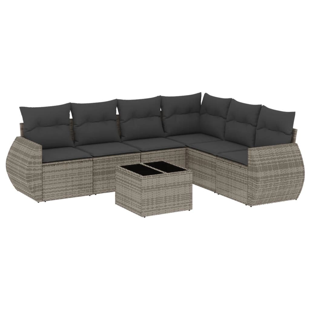 Set Divani da Giardino 7 pz con Cuscini Grigio in Polyrattan - homemem39