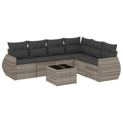 Set Divani da Giardino 7pz con Cuscini Grigio Chiaro Polyrattan - homemem39