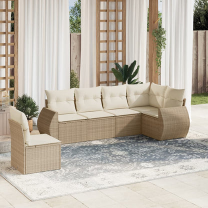 Set Divano da Giardino 6 pz con Cuscini Beige in Polyrattan - homemem39