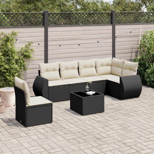 Set Divani da Giardino con Cuscini 7pz Nero Polyrattan - homemem39