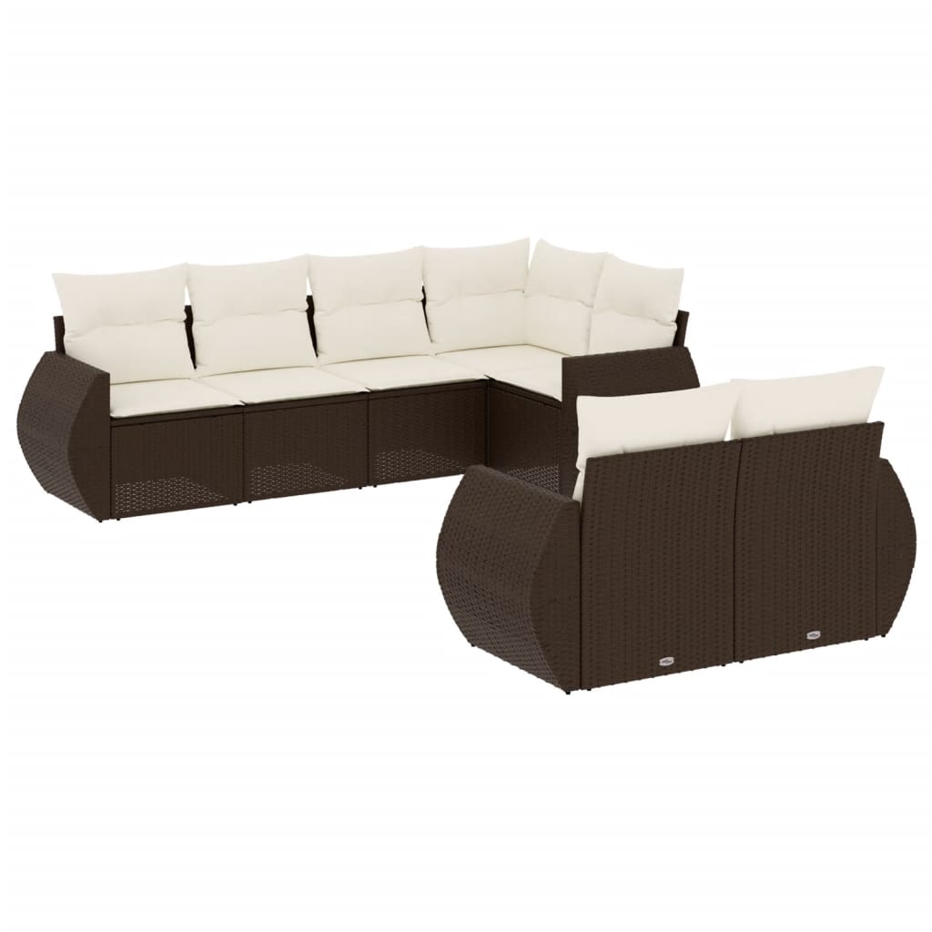 Set Divani da Giardino 7 pz con Cuscini in Polyrattan