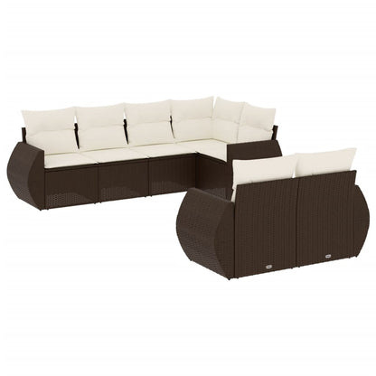 Set Divani da Giardino 7 pz con Cuscini in Polyrattan