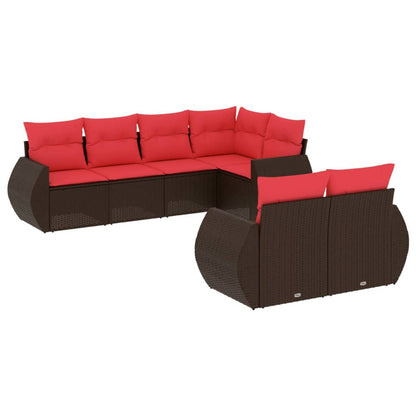 Set Divani da Giardino 7 pz con Cuscini Marrone in Polyrattan | homemem39