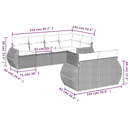 Set Divani da Giardino 7 pz con Cuscini Marrone in Polyrattan | homemem39
