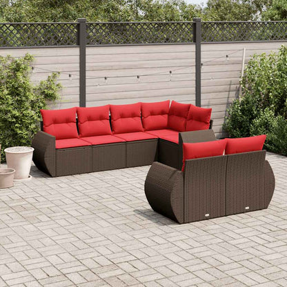 Set Divani da Giardino 7 pz con Cuscini in Polyrattan