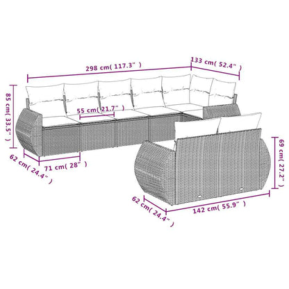 Set Divani da Giardino 8 pz con Cuscini Nero in Polyrattan | homemem39
