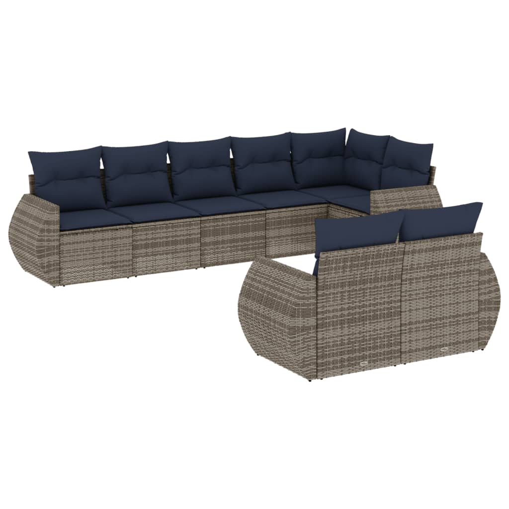 Set Divani da Giardino 8 pz con Cuscini in Polyrattan