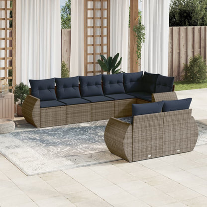 Set Divani da Giardino 8 pz con Cuscini in Polyrattan