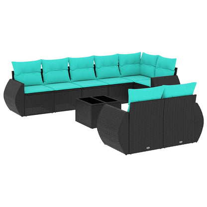 Set Divani da Giardino 9 pz con Cuscini in Polyrattan