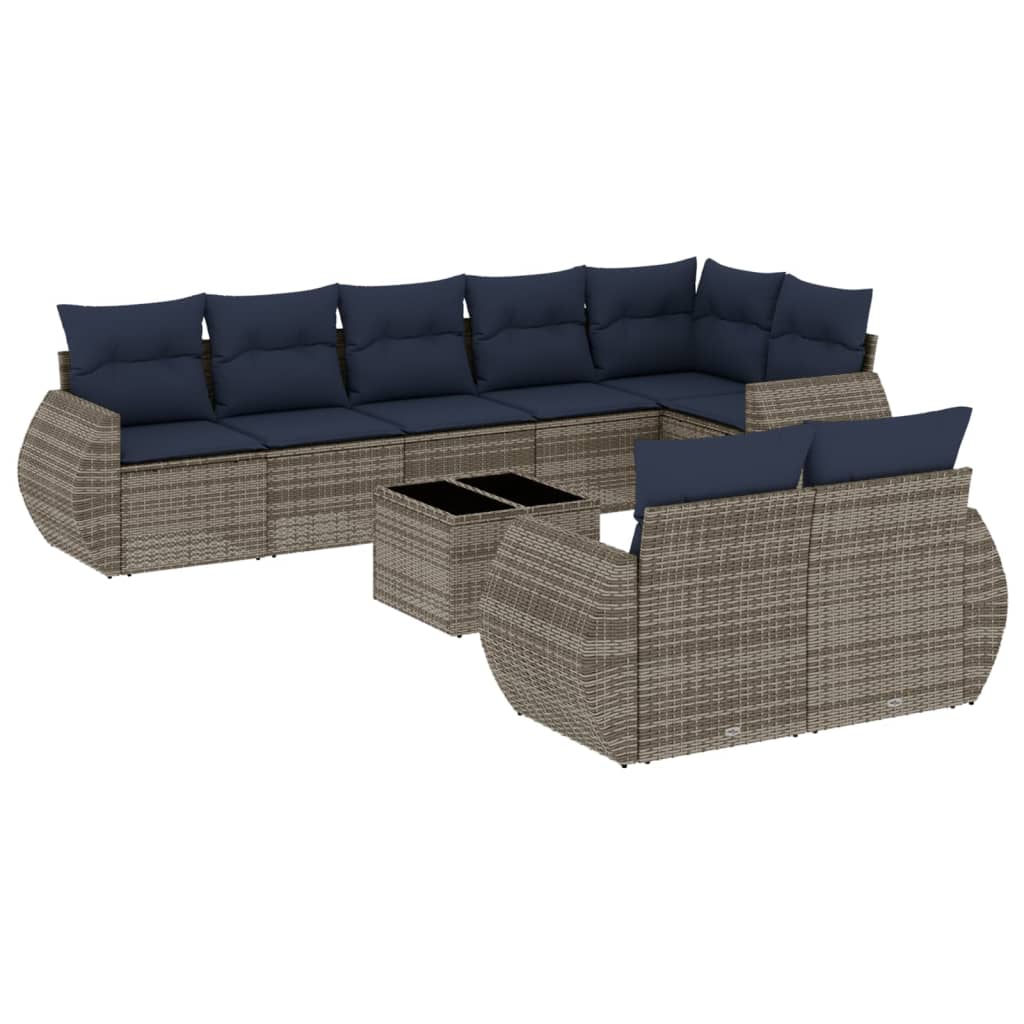 Set Divani da Giardino 9 pz con Cuscini in Polyrattan