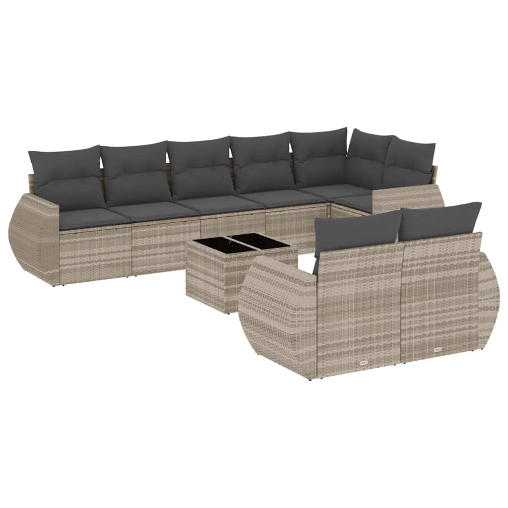 Set Divano da Giardino 9pz con Cuscini Polyrattan
