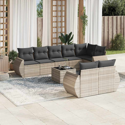Set Divano da Giardino 9pz con Cuscini Polyrattan