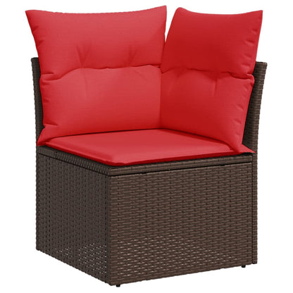 Set Divani da Giardino 9 pz con Cuscini Marrone in Polyrattan