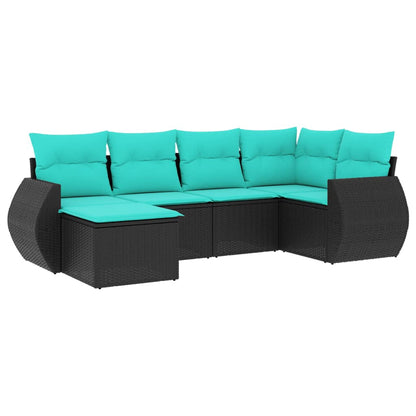 Set Divani da Giardino 6 pz con Cuscini Nero in Polyrattan | homemem39