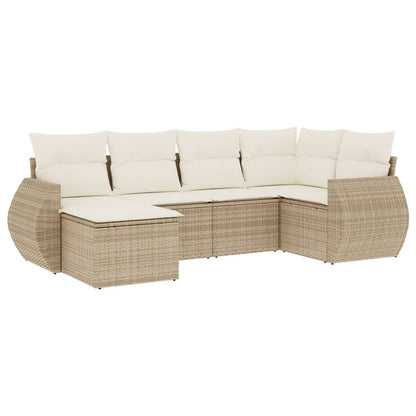 Set Divano da Giardino 6 pz con Cuscini Beige in Polyrattan - homemem39