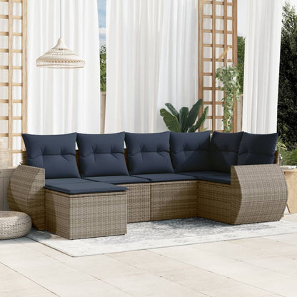 Set Divani da Giardino 6 pz con Cuscini Grigio in Polyrattan | homemem39