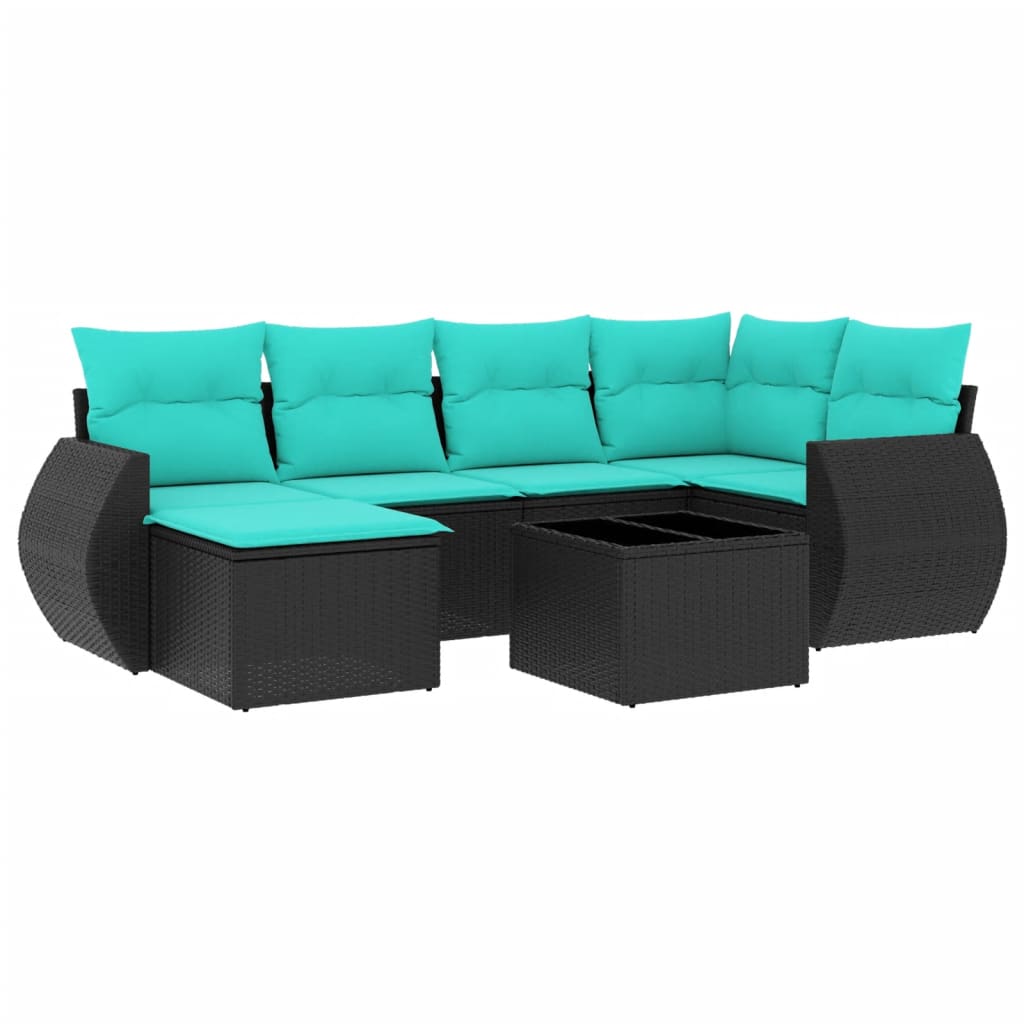 Set Divani da Giardino 7 pz con Cuscini in Polyrattan