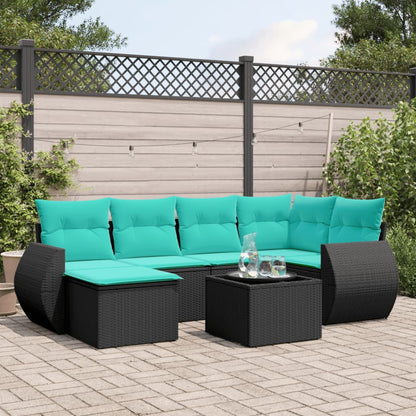 Set Divani da Giardino 7 pz con Cuscini in Polyrattan