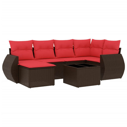 Set Divani da Giardino 7 pz con Cuscini in Polyrattan