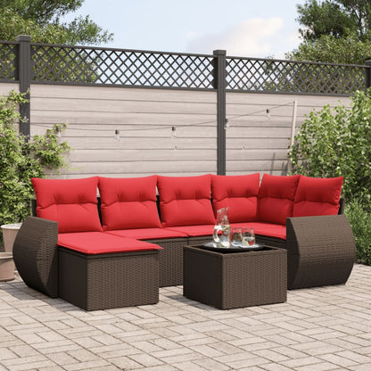 Set Divani da Giardino 7 pz con Cuscini in Polyrattan