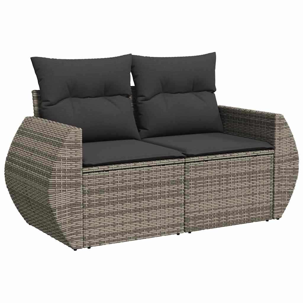 Set Divani da Giardino 7pz con Cuscini Grigio Chiaro Polyrattan
