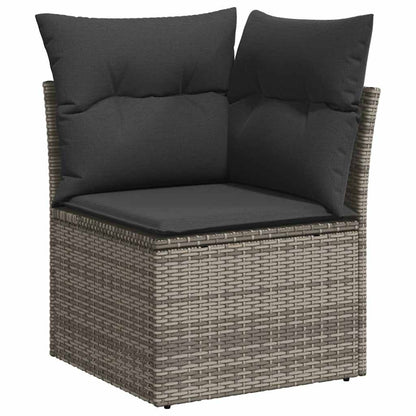 Set Divani da Giardino 7pz con Cuscini Grigio Chiaro Polyrattan