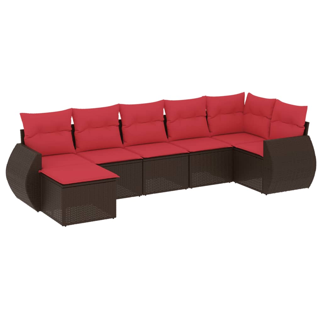 Set Divani da Giardino 7 pz con Cuscini Marrone in Polyrattan | homemem39