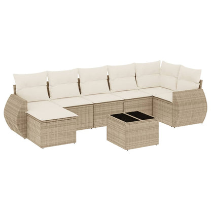 Set Divano da Giardino 8 pz con Cuscini Beige in Polyrattan - homemem39