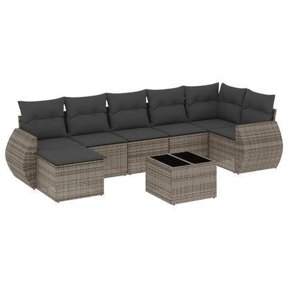 Set Divano da Giardino 8 pz con Cuscini Grigio in Polyrattan | homemem39