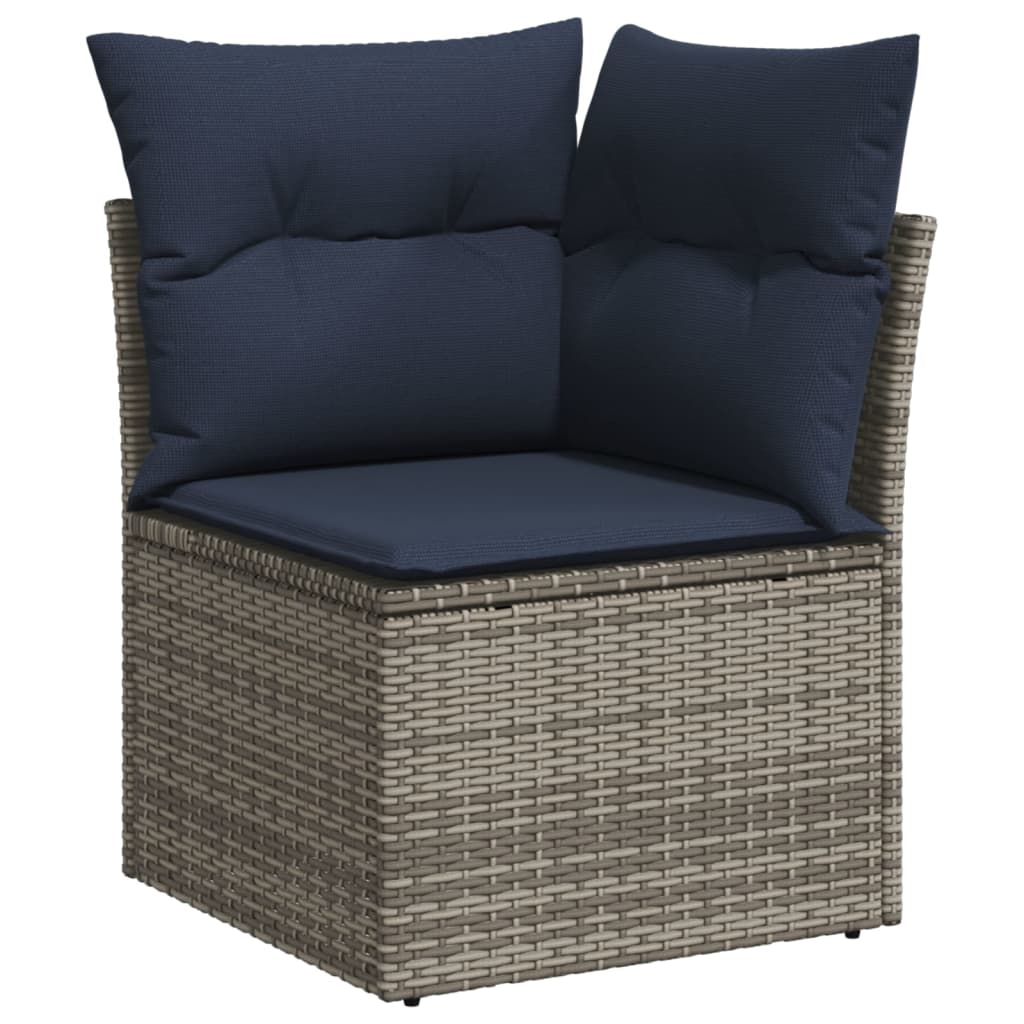 Set Divani da Giardino 7 pz con Cuscini Grigio in Polyrattan | homemem39