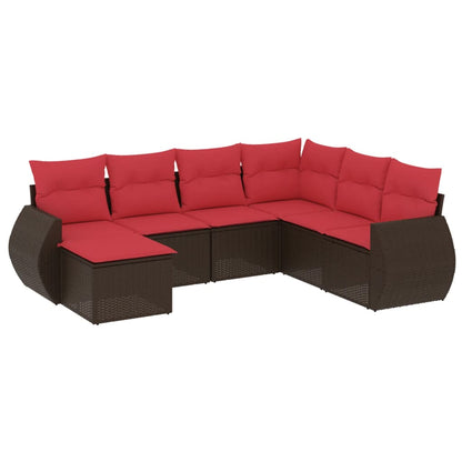 Set Divani da Giardino 7 pz con Cuscini Marrone in Polyrattan | homemem39