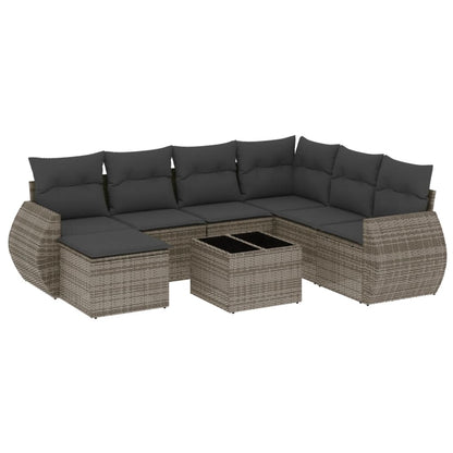 Set Divano da Giardino 8 pz con Cuscini Grigio in Polyrattan | homemem39
