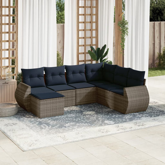 Set Divani da Giardino 8 pz con Cuscini Grigio in Polyrattan | homemem39