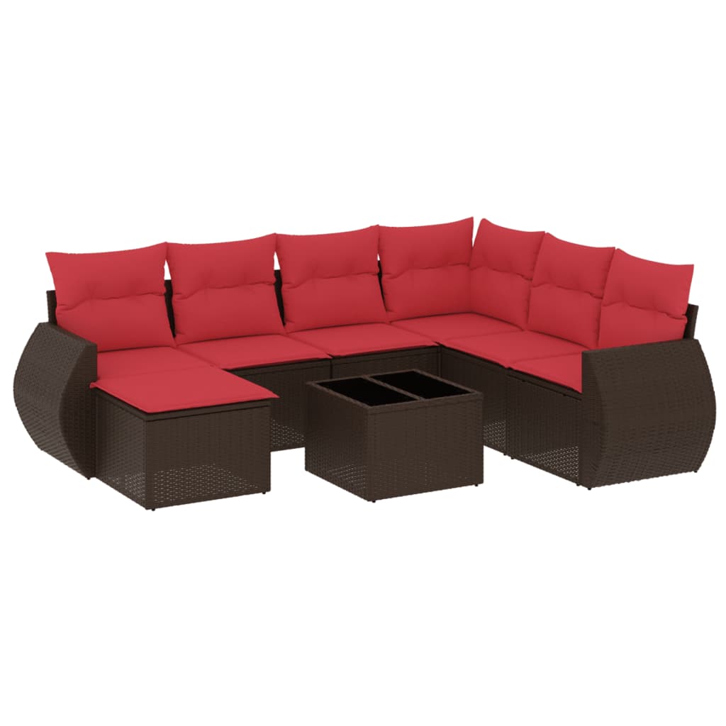 Set Divani da Giardino 8 pz con Cuscini Marrone in Polyrattan | homemem39