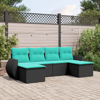 Set Divani da Giardino 6 pz con Cuscini in Polyrattan