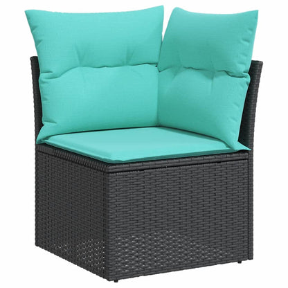 Set Divani da Giardino 8 pz con Cuscini Nero in Polyrattan