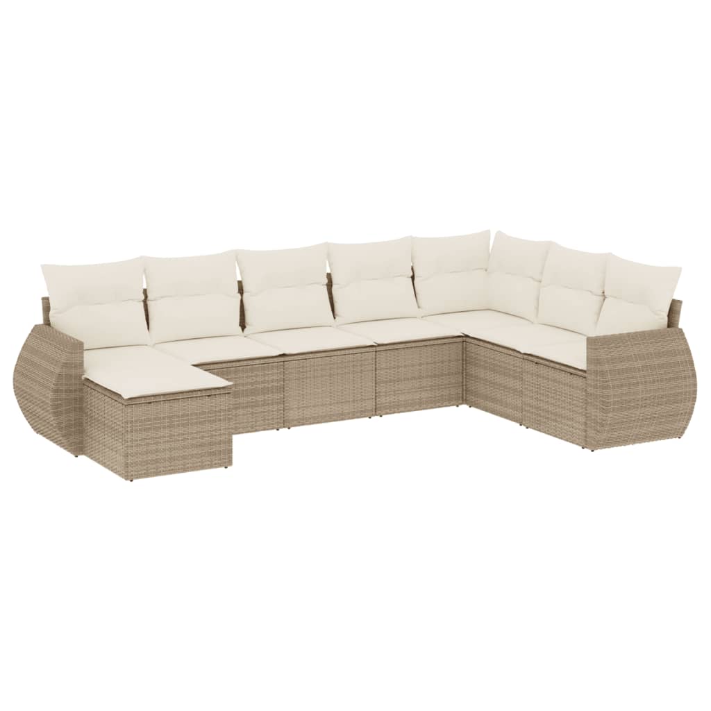 Set Divano da Giardino 8 pz con Cuscini Beige in Polyrattan | homemem39