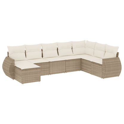Set Divano da Giardino 8 pz con Cuscini Beige in Polyrattan | homemem39