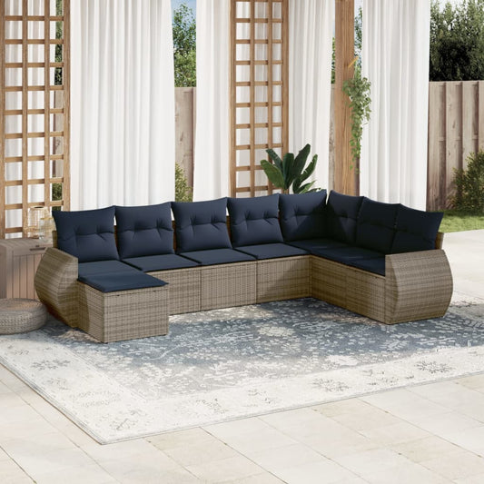Set Divani da Giardino 8 pz con Cuscini Grigio in Polyrattan | homemem39