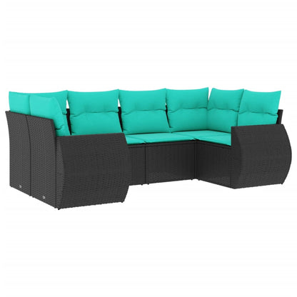 Set Divani da Giardino 6 pz con Cuscini Nero in Polyrattan | homemem39