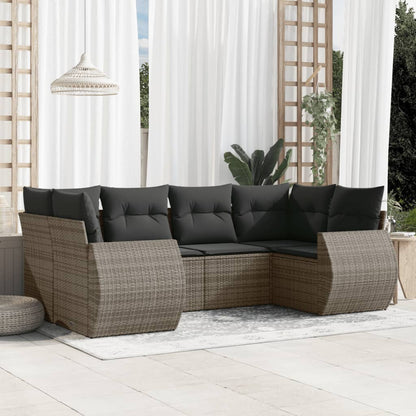 Set Divano da Giardino 6 pz con Cuscini Grigio in Polyrattan | homemem39