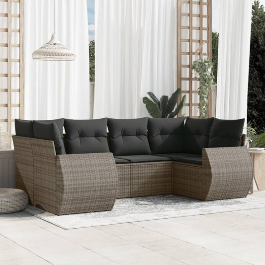Set Divano da Giardino 6 pz con Cuscini Grigio in Polyrattan | homemem39