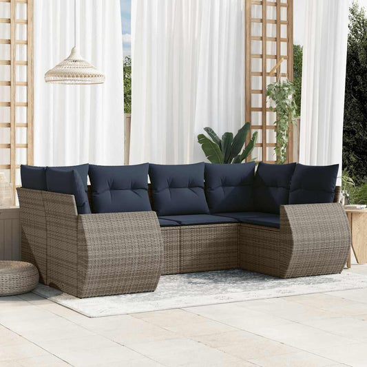 Set Divani da Giardino 6 pz con Cuscini Grigio in Polyrattan | homemem39