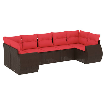 Set Divani da Giardino 7 pz con Cuscini Marrone in Polyrattan | homemem39