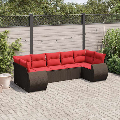 Set Divani da Giardino 7 pz con Cuscini in Polyrattan