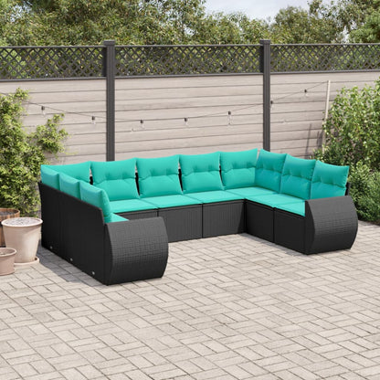 Set Divani da Giardino 9 pz con Cuscini in Polyrattan